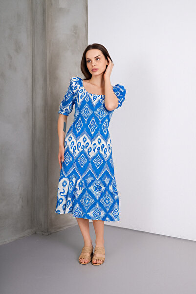 Sitilce فستان صيفي منقوش من الليكرا برينسيس موديل