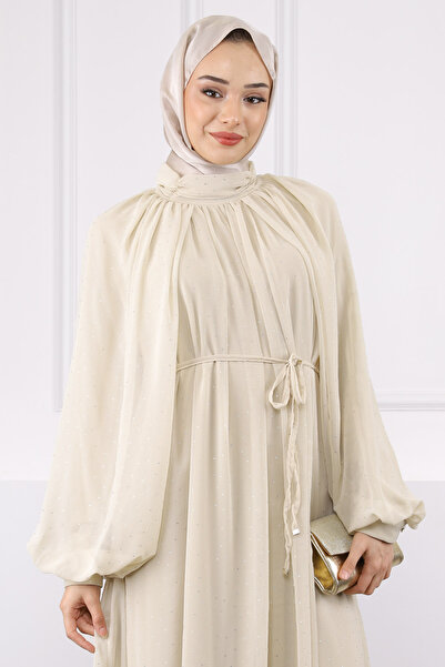 İmajButik Βραδινό φόρεμα σιφόν με πέτο με κορδόνι