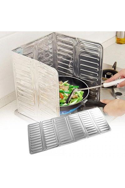 NEZADE STORE Cooker Oil Splash Protector Folding Aluminum Plate - Easy to Wipe Picnic Tube Anti-Wind Panel