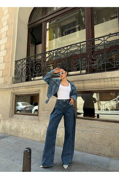 DENİKK TREND SPECIAL DESIGN Άνετο παντελόνι με φαρδύ πόδι PALAZZO DENIM JEAN PANT 30