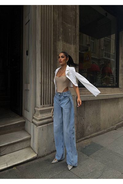 DENİKK TREND SPECIAL DESIGN Άνετο παντελόνι με φαρδύ πόδι PALAZZO DENIM JEAN PANT 30