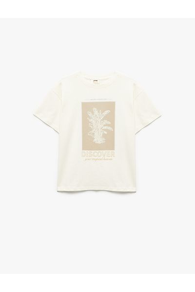 Koton Printed Crew Neck Short Sleeve Cotton Oversize T-Shirt