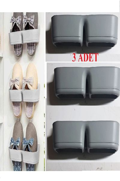Toptan Bulurum 3 Pieces Bathroom Slippers Holder - Practical Shelf Behind the Door - Slippers Holder