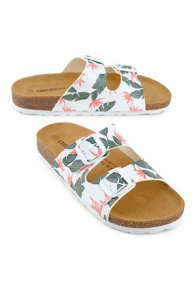 GEZER Women's Summer Comfortable Cork Pvc Sole Two Buckle Adjustable Daily Slippers
