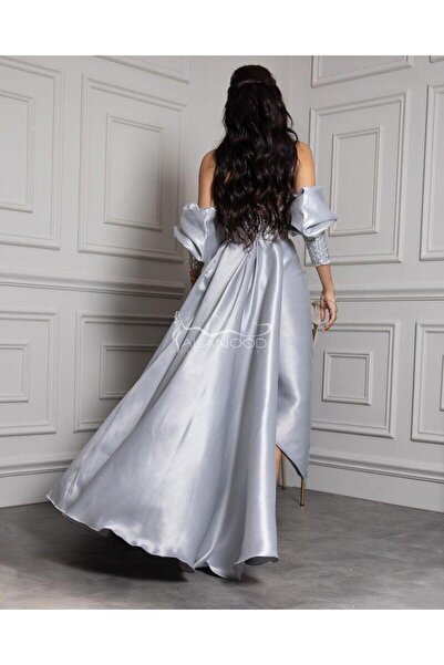 ALANOOD FASHION Modern evening dress with separate puff sleeves in a luxurious design