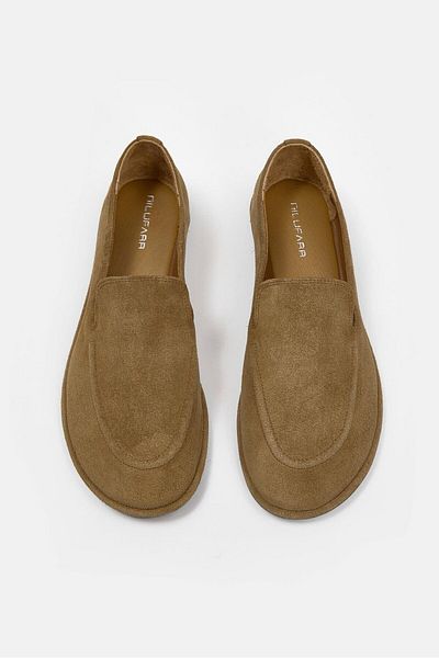 NILUFARR Moose Camel Suede Genuine Leather Women's Loafer