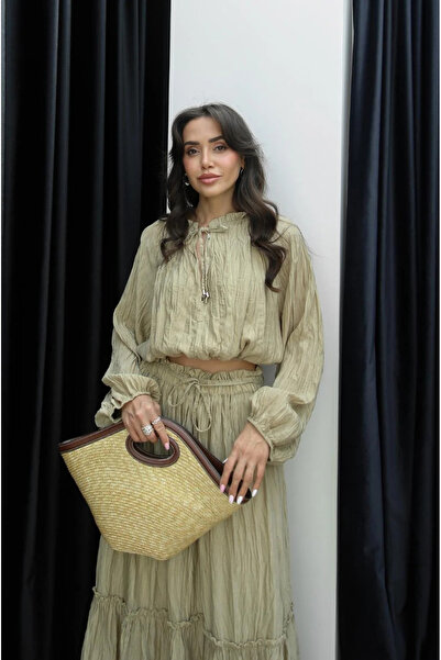 My Blog Çağla Flounced Wrinkle Blouse Skirt Set - 8722