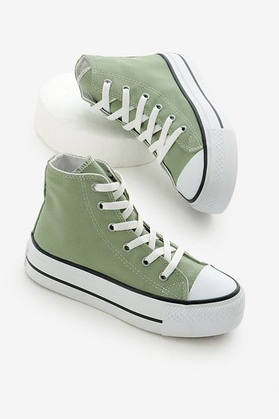 Tonny Black Παιδικά Unisex Mint Green Thermo Παπούτσια με χοντρή σόλα με κορδόνια μακριά λινά αθλητικά παπούτσια