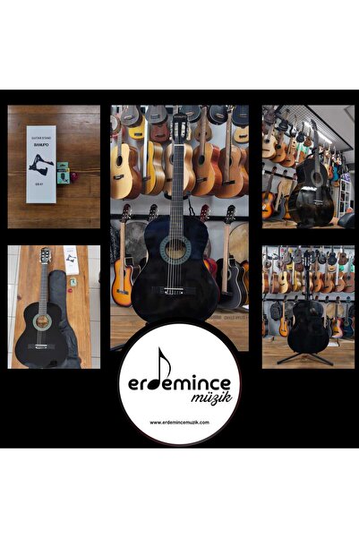 erdem ince müzik merkezi Banupo MG1BK 4/4 Tam Boy Siyah Klasik Gitar Tuner+St...