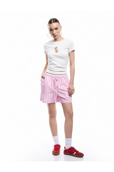 Koton Crew Neck Short Sleeve Teddy Bear Printed T-Shirt