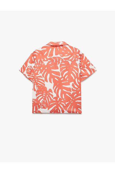 Koton Cotton Short Sleeve Leaf Pattern Shirt