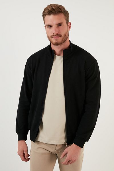 Buratti Cotton Regular Fit Zippered Stand Collar Cardigan Men's Cardigan 4562103W4