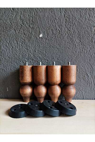 Dijital Bazar DİJİTAL BAZAR LASMAN 12 CM CEVİZ 4 LÜ TORNA AYAK AHŞAP AYAK