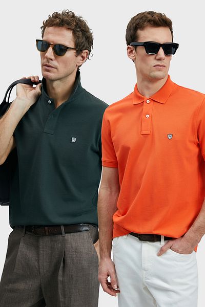 Lufian Με λογότυπο Βαμβακερό Comfort Fit Κουμπί γιακά Polo 2'li Μπλουζάκια Ανδρικό T SHIRT 111040206S2