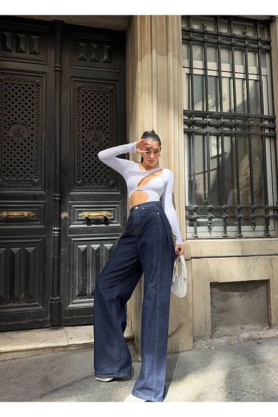 DENİKK TREND SPECIAL DESIGN Άνετο παντελόνι με φαρδύ πόδι PALAZZO DENIM JEAN PANT 30