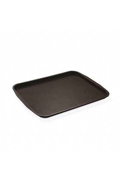 Toptan Bulurum Black Midi Size Plastic Serving Tray Unbreakable Restaurant Buffet Fast Food Use (44X32 cm)