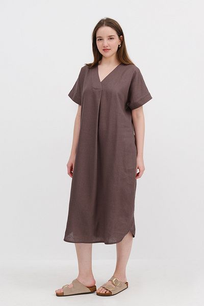 Addax Linen Blend Midi Dress E3131