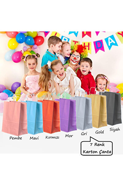Duffa 7 Adet Büyük Boy Hediye Karton Çanta Karton Poşet Hediye Kutusu Doğum Günü Kutusu 31x25x12 cm