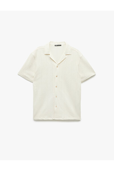 Koton Turn-Down Collar Regular Fit Terry Fabric Cotton Short Sleeve Shirt
