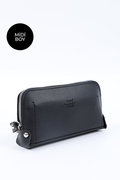 SHAKA Black Shk222 Faux Leather, Zippered, 4 Compartments, Strap Phone Wallet and Handbag