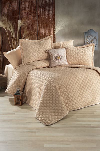 Bonny Home Melody Cappuccino Silk Woven Soft and Luxurious Feel Double Bedspread
