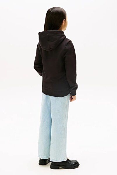 Tommy Hilfiger Unisex Çocuk Th Essential Hoodie Kapüşonlu Sweatshirt - Siyah