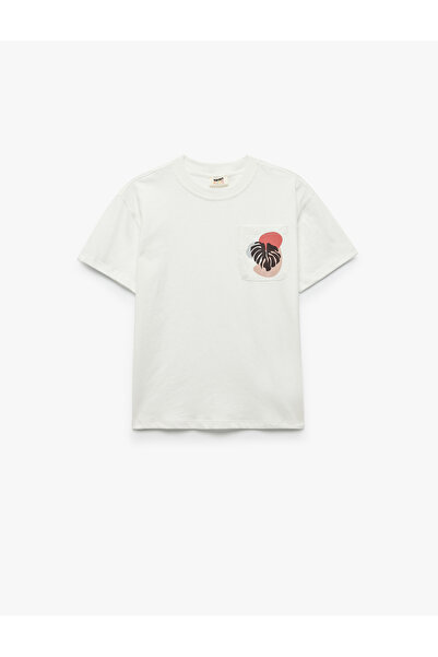 Koton Štampano Majica kratkih rukava okrugla kragna Pamuk u Sa detaljem džepa
