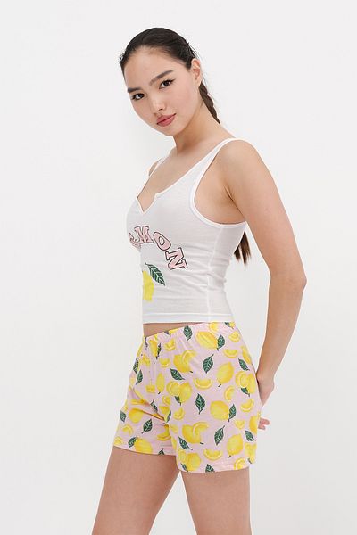 Addax Lemon Printed Shorts Pajama Set Ş126