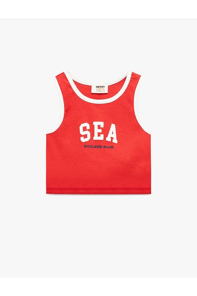 Koton Cotton Crew Neck Sleeveless Crop Tank Top