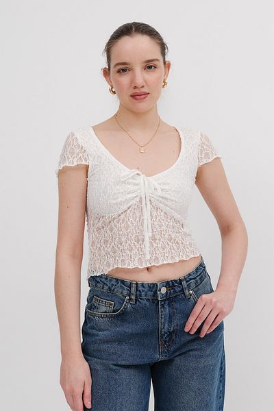 Addax Gathered Lace Blouse B17260-B1