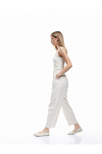 Koton Regular Fit Cupro Viscose Fabric Pleated Pocket Palazzo Trousers