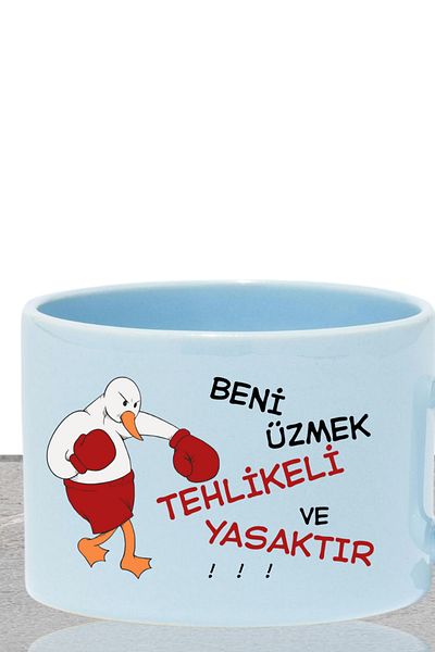 qoeuyl boutique It's Dangerous and Forbidden to Hurt Me Printed Fun Gift Pastel Colored Rectangular Cup with Handle