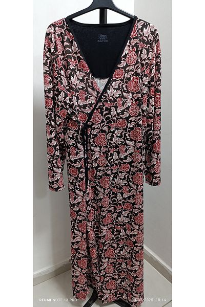 AKŞEN GİYİM Plus Size Cotton Viscose Fabric Binding Easy to Use Prayer Dress