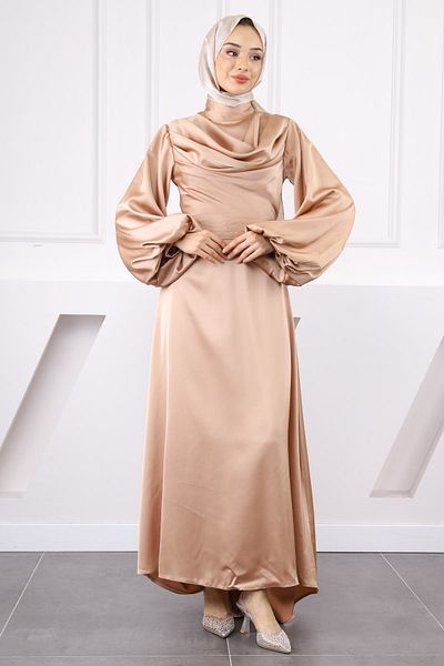 İmajButik Βραδινό φόρεμα με μανίκια με μπαλόνι βιζόν