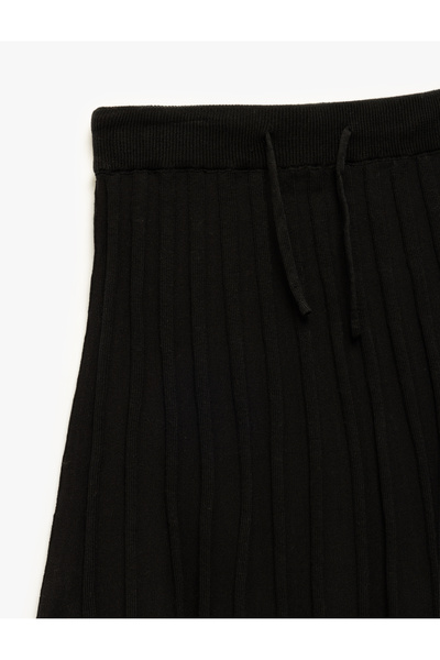 Koton Βαμβακερή Πλισέ Βασική Φούστα με Ελαστική Μέση