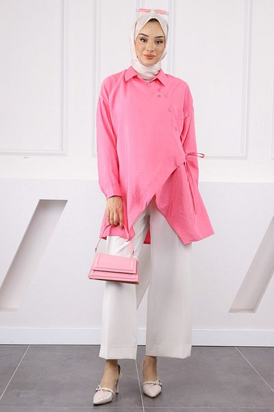 İmajButik Pink Side Tie Modal Tunic