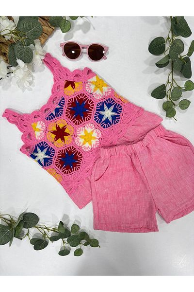 ChibuumKids Girl's Knitted Shorts Suit