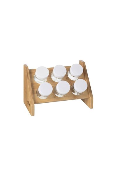 5 five simply smart Set de 6 recipiente pentru condimente în suport din bambus, 21,5x12x14,5 cm