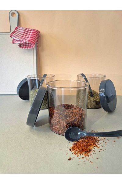 Lider MAGNESİA 3-Piece Spice Set with Stand 500ml Anthracite