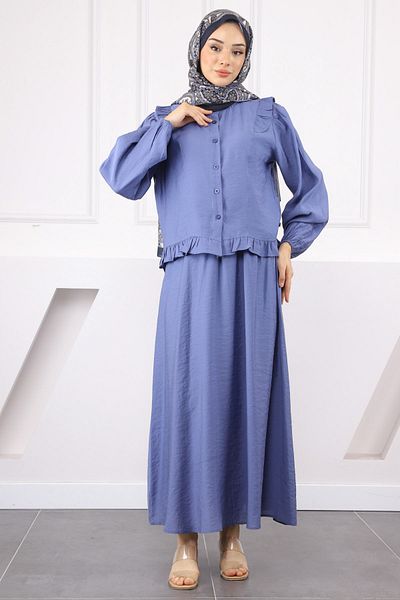 İmajButik Σετ πουκάμισο Indigo με φούστα