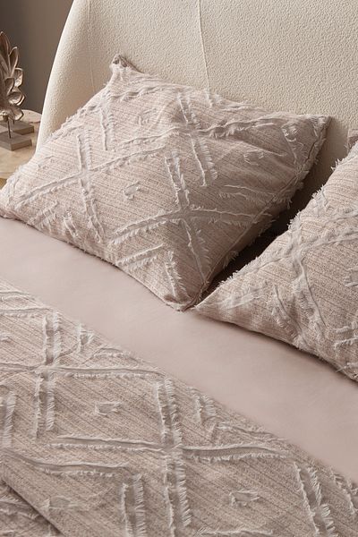EVOTTO HOME COLLECTİON Anna Delux Double Multi-Purpose Bedspread Set Beige Cotton Duvet Cover Set Daily 220X240