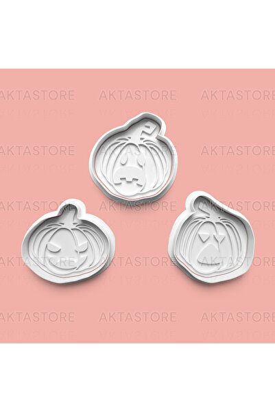 AKTASTORE مجموعة قوالب بسكويت على شكل يقطين وقوالب عجينة السكر مكونة من 3 قطع