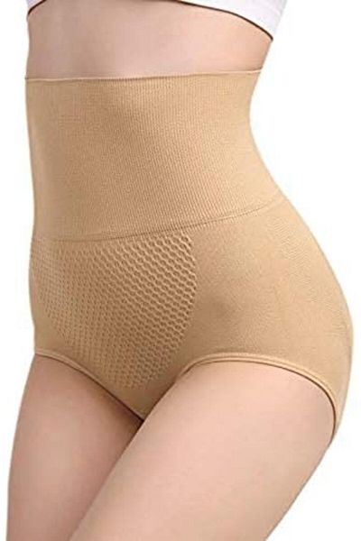 Glamroot Women's Seamless High Waist Tummy Control Panty, Free Size, Beige