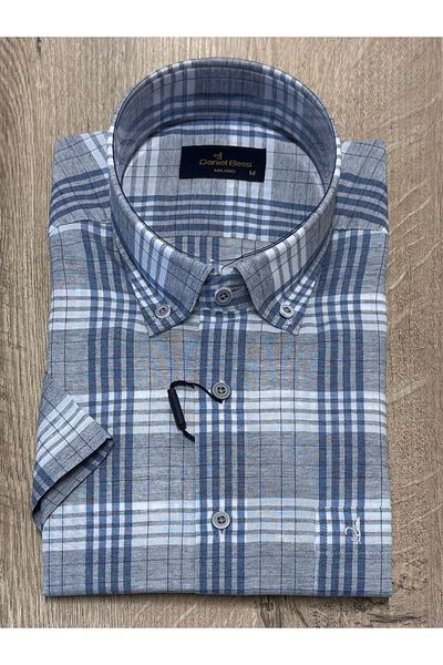 Daniel Bessi Classic Cut 80% Cotton 20% Polyester Short Sleeve Men's Shirt with Pockets