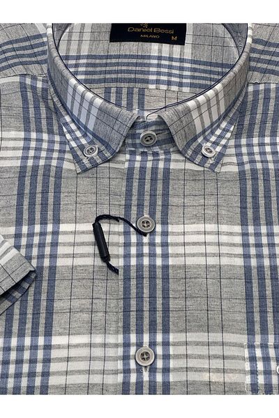 Daniel Bessi Classic Cut 80% Cotton 20% Polyester Short Sleeve Men's Shirt with Pockets