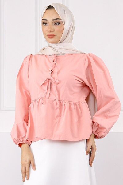 İmajButik Πουκάμισο Poplin με μανίκια σε πούδρα