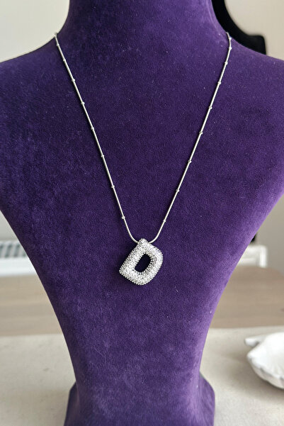 Modacaprea Çelik Taşlı Harf Kolye - 45 cm | Kararmaz Kadın Takı Çelik Kadın K...