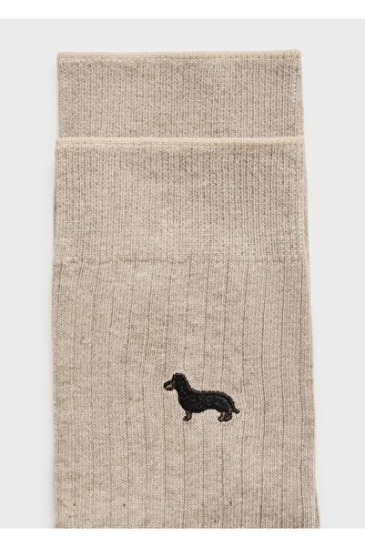 MANGO Man İşlemeli pamuklu çorap