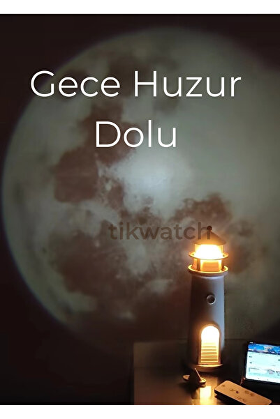 TİKWATCH Deniz Feneri Gece Lambası Ay Işığı Yansıtma Doğum Günü Hediyesi Müzik Çalar Özellikli