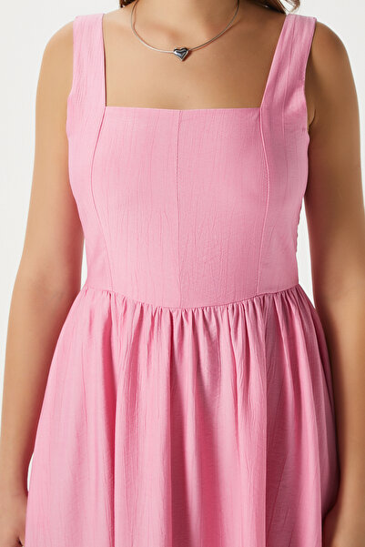 Ritnice Women's Kayla Pink Back Gipeli Strap Midi Dress 00080